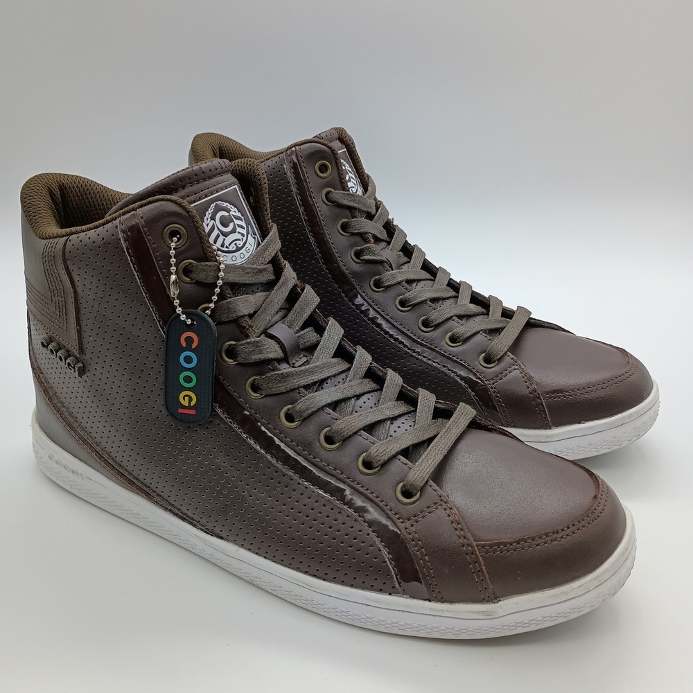 Coogi Australia Mens Brown Leather High Top Sneakers Size 11 Lace Up Shoes